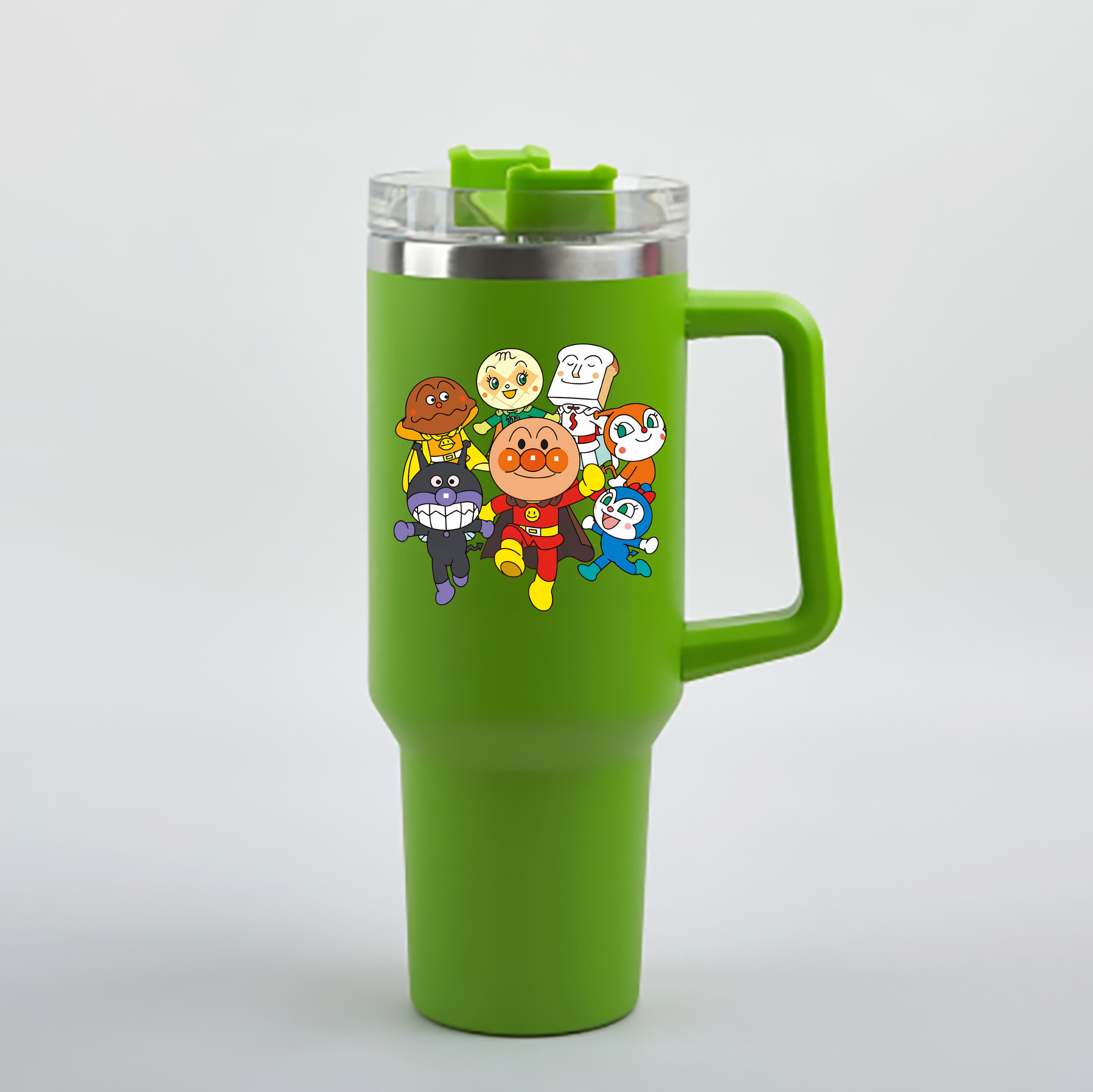 （画像用） アンパンマン Anpanman 1200mL車用タンブラー - クリスタルステッカー（プラスチックストロー付き）